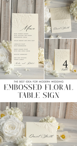 Cartes de menu personnalisées pour mariage, élégantes et luxueuses, en ivoire, avec motif floral en relief, pour table, tente, carte d'<span class=keywords><strong>escorte</strong></span>, nom personnalisé - Product Image 4