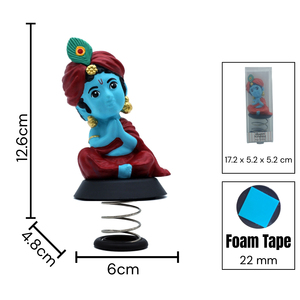 Hand-Painted Lord Krishna Spring Idol Blue Finish Decorative Car Dashboard & <b>Home</b> <b>Temple</b> Showpiece for Office & Gift - Product Image 5