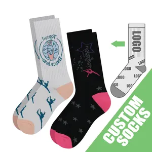 Projete suas próprias meias com logotipo personalizado, meias de algodão e malha personalizadas com letras, meias de Sox e Jacquard