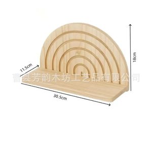 Wooden <b>Wall</b> <b>Mounted</b> <b>Shelf</b> Geometric Shape Floating Display Rack For Living Room Decor - Product Image 4