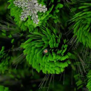 Binchi Premium Frosted Plastic Stand Mix PVC PE Silver Pentacle Hinged Christmas <b>Tree</b> LED Warm White <b>Lights</b> Indoor Use - Product Image 5