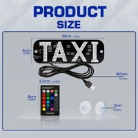 Letrero LED RGB para Taxi, Decoración con Luz LED Multicolor, Tablero Indicador LED con Conexión USB, Control Remoto Inalámbrico, Letrero Luminoso para Taxi