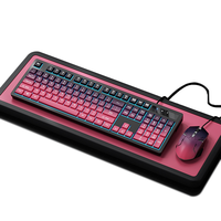 Kombo Keyboard dan Mouse Berkabel 104-Tombol Berwarna Gradasi untuk Gaming, RGB Backlit USB Ultra Tipis Tahan Air 1600 DPI untuk PC Laptop Kantor