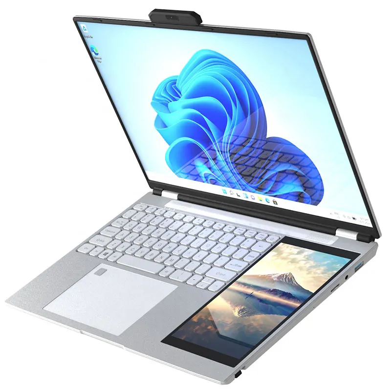 Laptop Laptop Premium layar sentuh LCD CPU Core 15.6 inci + 7 inci, komputer notebook game layar sentuh