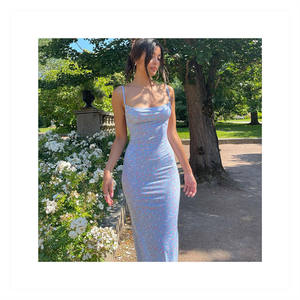 Abito da <span class=keywords><strong>donna</strong></span> a <span class=keywords><strong>maniche</strong></span> corte con retro rosa abito da <span class=keywords><strong>donna</strong></span> con gonna lunga di tendenza abiti da <span class=keywords><strong>donna</strong></span> - Product Image 1