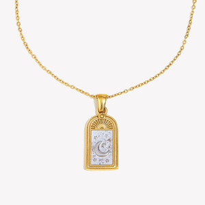 Collana YF8247 alla Moda, Elegante e <span class=keywords><strong>di</strong></span> Lusso con Ciondolo a Cuore e <span class=keywords><strong>Luna</strong></span>, Placcata in Oro 18K, Impermeabile in Acciaio Inossidabile - Product Image 5