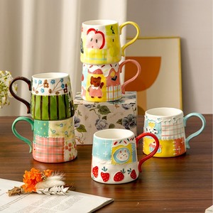 Mug en céramique sous glaçure, style rétro, mignon, pour filles, tasse à eau, petit-déjeuner, design esthétique unique, vente en gros - Product Image 1