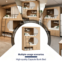 Cama litera metálica tipo cápsula de diseño moderno, personalizada de fábrica, con cama doble de madera y cuatro cajones para el hogar o dormitorio juvenil.