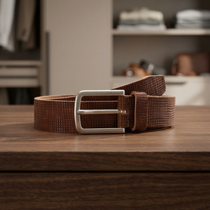 Ceinture pour homme en cuir de vachette marron, solide, vintage, tendance, carrée, en acier inoxydable, avec boucle à ardillon, écologique, imperméable, idée cadeau - Product Image 1