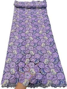 Encaje de Guipur Bordado 100% Poliéster Soluble en Agua al por Mayor para Prendas, Bodas, Diseños Florales, Mínimo 5 Yardas - Product Image 3