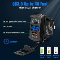 Chargeur de voiture USB Type C PD 12V-24V pour camping-car, avec interrupteur, charge rapide QC 3.0, étanche, pour bateau, marine, bus, camion, golf, camping-car