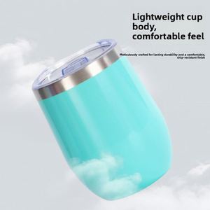 12oz U Shaped Eggshell Insulated Cup 304 Stainless Steel Leakproof Portable Travel Mug With Lid <b>for</b> Car Mount Outdoor Office - Product Image 3