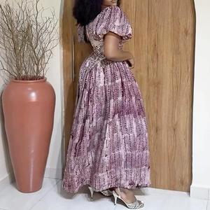 เดรสยาวลายดอกไม้ แขนพอง คอปกต่ำ เอวสูง แฟชั่นฤดูร้อนสำหรับผู้หญิง รุ่นใหม่ล่าสุด - Product Image 4