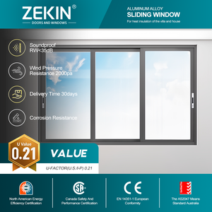Fenêtre coulissante en aluminium sur mesure avec double vitrage trempé, insonorisée, à rupture de pont thermique, NFRC AS2047 - Product Image 1