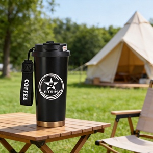 Vaso Térmico Aislado de 500 ml, Taza de Viaje de Acero Inoxidable 316 con Tapa Abatible y Cordón, Taza Térmica a Prueba de Fugas para Bebidas Calientes/Frías - Product Image 5
