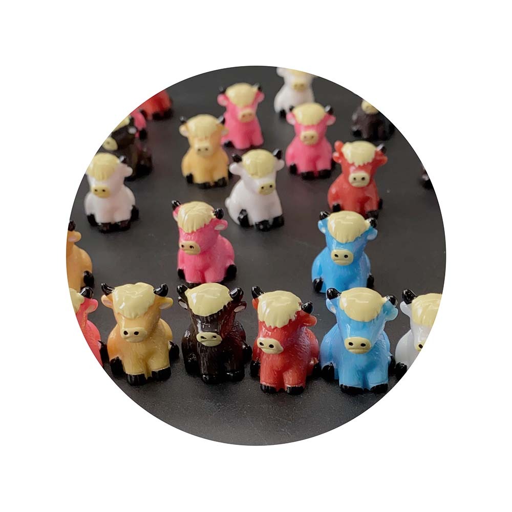 25 Mini Figurines De Vaches Highlands En Résine – 1,9 X 1,8 Cm, Pour Déco Jardin, Maison, Gâteau Ou Aquarium