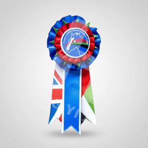 Custom Polyester Blue Branded Dog Show Equestrian <b>Horse</b> Show Ribbons Decoration Award <b>Rosettes</b> Ornaments <b>Horse</b> Ribbon <b>Rosette</b> - Product Image 1