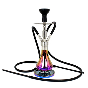 Juego de cachimba de vidrio multicolor, kit de shisha de diseño moderno, base de vidrio electrochapada, cachimba de acero inoxidable para uso en bares, salones y en el hogar. - Product Image 4