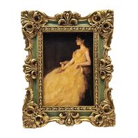 Bingkai Foto Ukuran Dompet Vintage Kecil 2.5x3.5 Bingkai Foto Antik Resin Mini dengan Kaca untuk Pajangan Dinding Rumah Dekorasi Retro