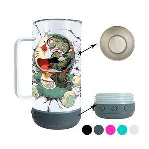 Gobelets isolants sous vide blancs de 14 oz pour sublimation, avec poignée, pour impression à chaud, motif lecteur de musique/haut-parleur - Product Image 1