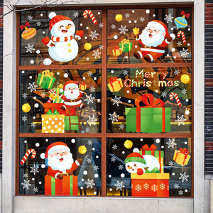 Adhesivos Estáticos <span class=keywords><strong>para</strong></span> Ventanas con Diseño de Muñeco de Nieve, Adhesivos Reutilizables de Doble Cara <span class=keywords><strong>para</strong></span> Decoración Navideña del Hogar, Calcomanías Removibles - Product Image 1