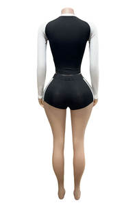 ホットプリント2ピースショーツセット長袖クロップトップショーツカジュアル2ピースセットストリートウェア - Product Image 3