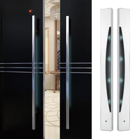Poignée de porte intelligente LED avancée personnalisée en acier inoxydable 316L, ensemble architectural de luxe pour entrée en verre d'hôtel