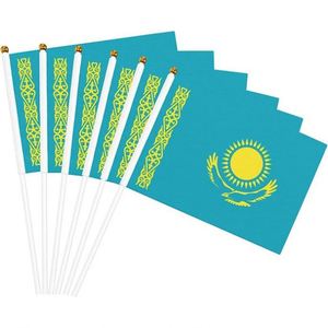 Manufacturer Direct High Quality Any Size Kazakhstan Hand Waved Mini <b>Flag</b> 5.5x8.2in for Campaign Decorations - Product Image 1