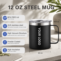 Vaso Térmico de Viaje de Acero Inoxidable de Doble Pared con Logotipo Personalizado, 12oz/14oz, Taza de Café Aislada con Asa para Camping