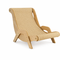 Chaise longue ergonomique inclinée pour chat avec cadre en bois massif et tapis en sisal amovible – Meuble anti-griffures