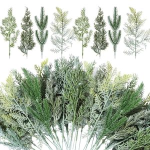 80 في عيد الميلاد صنوبر صناعي 4 أنماط فروع أوراق ثلجية إبرة بلاستيكية خضراء اختيار الخضرة DIY المنزل - Product Image 1
