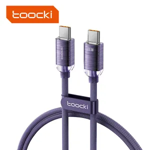 Toocki kabel Data pengisi daya cepat, 100W c-ctransparent 1M/2M, kabel Usb tipe kabel C-C tampilan Digital untuk iPhone