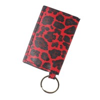 Porte-clés imprimé léopard avec porte-cartes, mini portefeuille en cuir et porte-monnaie