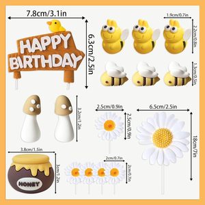 Set de Decoración para Pastel con Temática de Abejas, 16 Piezas, Abejas 3D, Tarro de <span class=keywords><strong>Miel</strong></span>, Champiñones y <span class=keywords><strong>Margaritas</strong></span>, Kit Decorativo para Fiestas de Cumpleaños Infantiles - Product Image 2