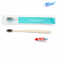 Ensemble de brosses à dents d'hôtel avec dentifrice, logo personnalisé, OEM, emballage en sac PE en paille de blé pour salles de bain de complexe hôtelier