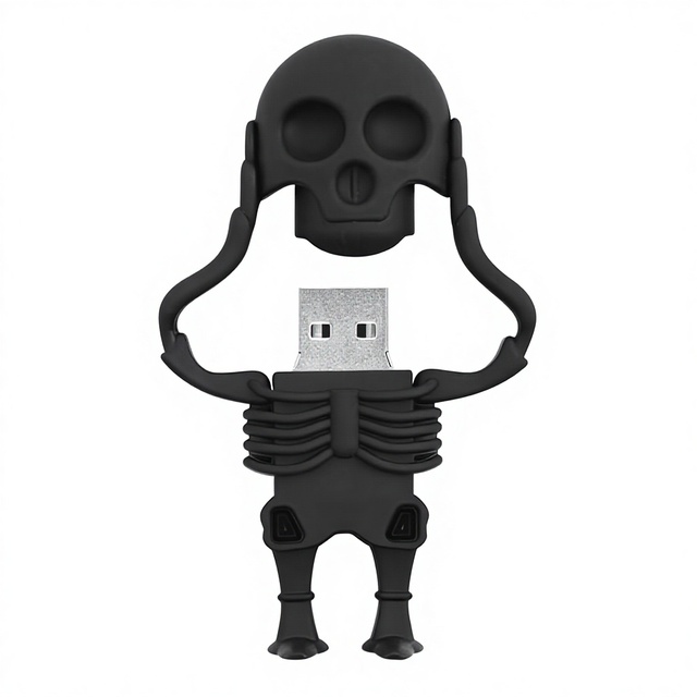 32GB Plastic USB 2.0 Flash Drive Cartoon Skeleton Shaped Cool Thumb Drive Borlter Clamp Black Amazing Gift