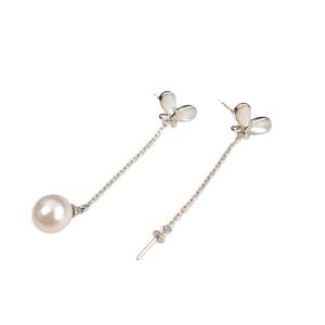 Accessoires en argent S925 pour la création de bijoux, plateau vide en argent avec motif papillon, pour boucles d'oreilles en perles de 7-10 mm, article 20878 - Product Image 5