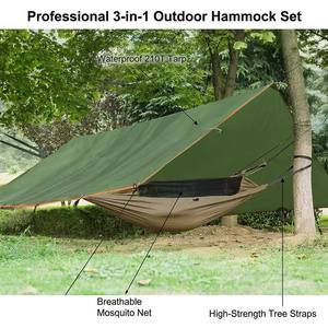 Hamac de camping <span class=keywords><strong>avec</strong></span> bâche de protection contre la pluie, <span class=keywords><strong>moustiquaire</strong></span> imperméable résistante aux UV, léger et portable pour la randonnée en plein air - Product Image 3
