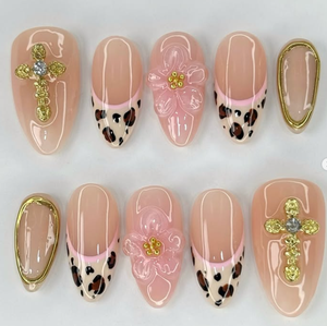 Ongles pressés complets en PMMA de haute qualité, forme amande, 10 pièces, design fraise fait main, <span class=keywords><strong>strass</strong></span>, art des ongles - Product Image 6