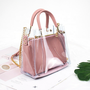 Borsa a tracolla personalizzata Mini borsa alla moda da <span class=keywords><strong>donna</strong></span> trasparente in PVC trasparente con catena a tracolla in plastica borsa aperta - Product Image 3