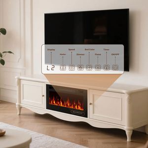 18-inch 750 Wát điện điều khiển từ xa TV <span class=keywords><strong>LCD</strong></span> đứng lò sưởi TV Thiết kế 12 ngọn lửa màu sắc 12 ngọn lửa giường màu sắc màn hình cảm ứng giao diện - Product Image 1