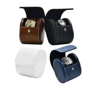 Rouleau de montre de logo personnalisé en cuir de luxe 1 emplacement étui de voyage portable de stockage de montre emballage cadeau