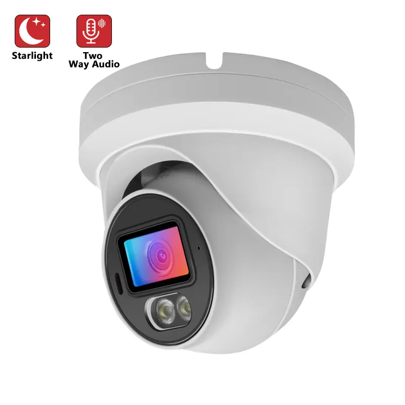 5MP Super ColorVu 1/1.8 ''Sensor grande F1.0 lente Cámara IP PoE 24/7 Cámara de seguridad de red CCTV de Audio bidireccional a todo color