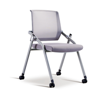 Chaise pliante de salle de formation de bureau de meubles d'école universitaire arrière en plastique d'usine avec des roues