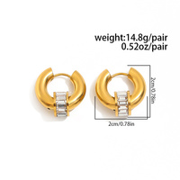Boucles d'oreilles créoles en acier inoxydable avec cristaux, mignonnes et tendance, pour femmes, accessoires étanches, bijoux de mode pour l'oreille, vente en gros