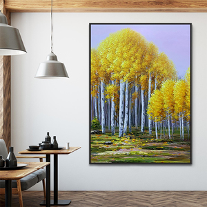 Mới nhất HANDMADE dễ dàng trừu tượng cảnh quan tác phẩm nghệ thuật thiên nhiên rừng vải tường nghệ thuật cây bạch dương sơn dầu - Product Image 3