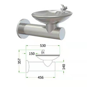 Bebedero de acero inoxidable para montaje en pared, para exteriores, con agua fría, para parques, escuelas y campus. - Product Image 2