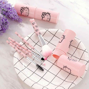 Maquillage Vente Chaude Portable Helloed <span class=keywords><strong>Kitty</strong></span> Enfants 5pcs Pinceaux De Maquillage Cosmétique avec Boîte Outil Cosmétique Mignon - Product Image 3
