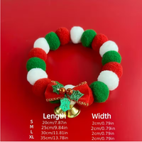 Collier pour animaux de compagnie avec cloche de Noël et boule en peluche longue, accessoire vestimentaire pour chien et chat pour les fêtes d'hiver et de Noël, sans batterie
