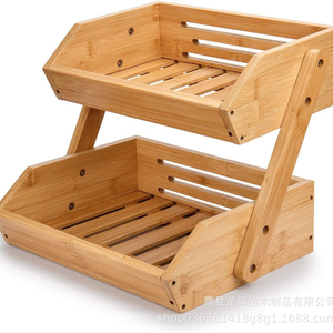 Cesta de Frutas Rectangular Ecológica Multifuncional de Bambú, 2 Niveles, Bandejas de Almacenamiento Plegables para Frutas Grandes - Product Image 6